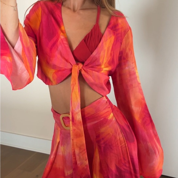 Cupshe Pink and Orange Beach Coverup Set - Picture 6 of 6